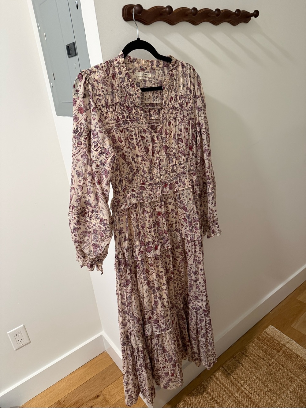 Isabel Marant Cream Maxi Dress with Purple Floral Print